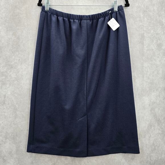 Leslie Fay Blue Knee Length Slit Stretch Executive Skirt Plus 14 - Picture 2 of 6